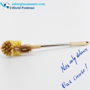Akbrand Toilet Bowl Brush Elastic Stainless Steel Pipe with Small Multifunctional Cleaning Brush