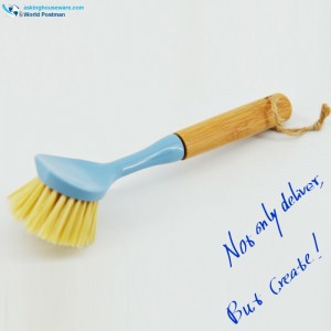 Akbrand Bamboo Handle Dish Cleaning Brush in Sky Blue Color