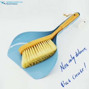 Akbrand Bamboo Handle Dustpan Brush in Sky Blue Color