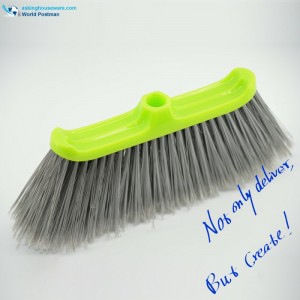 Akbrand Plastic Broom Head with Green Brush Board and Grey Bristles