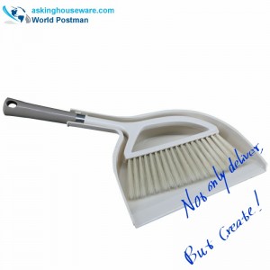 Akbrand Dustpan Brush Broom with Half-Moon-Shaped Dustpan