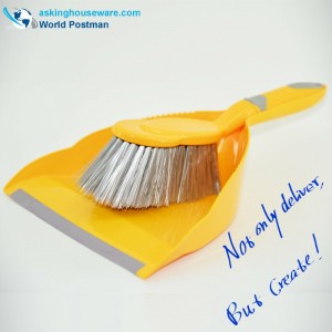 Akbrand Dustpan Brush Broom with TPR soft Dustpan Entrance and TPR soft Handle