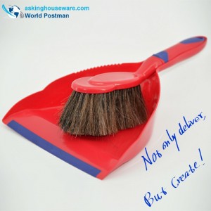 Akbrand Dustpan Brush Broom with Horse Tail Bristles