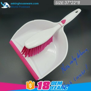 Akbrand Big Square Dustpan Brush Broom with Heart Shape Design on the Handle