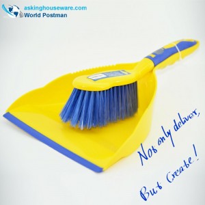 Akbrand Dustpan Brush Broom with TPR Line at Dustpan Entrance TPR Handle