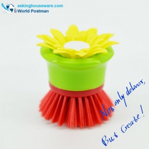 Akbrand Small Kitchen Dish Cleaning Brush with Sunflower Decoration